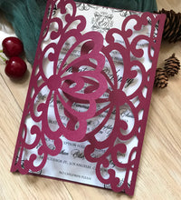 50pcs pearl Burgundy red Laser Cut Invitations Cards,sunflower baby shower Invitations,Quinceanera invitations - Kdecoration