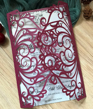 50pcs Pearl Burgundy Red Wedding Day Invitations,Invitations Covers,laser Cut invitations - Kdecoration