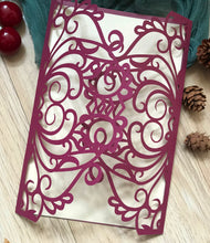 50pcs Pearl Burgundy Red Wedding Day Invitations,Invitations Covers,laser Cut invitations - Kdecoration