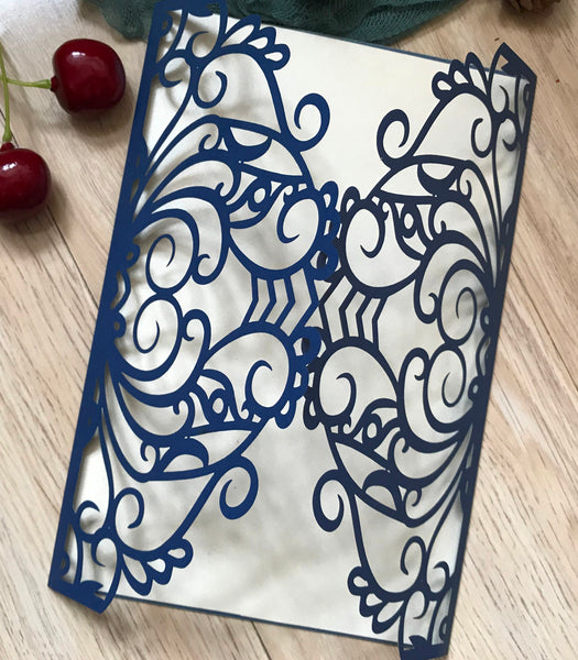 50pcs Pearl Navy Blue Forzend Baby Shower Invitations,Laser Cut Invitations Covers,laser Cut wedding invitations - Kdecoration