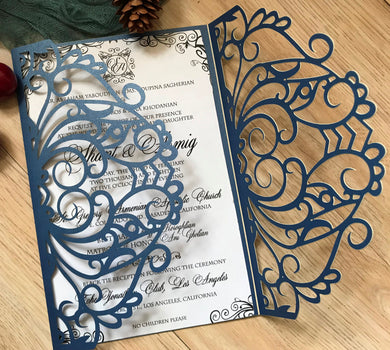 50pcs Pearl Navy Blue Forzend Baby Shower Invitations,Laser Cut Invitations Covers,laser Cut wedding invitations - Kdecoration