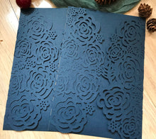 50pcs Dark Navy Blue Laser Cut Wedding Invite,Rose laser cut wedding invitations - Kdecoration