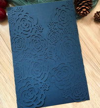 50pcs Dark Navy Blue Laser Cut Wedding Invite,Rose laser cut wedding invitations - Kdecoration