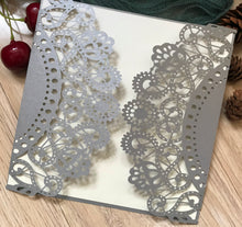 50pcs Pearl Silver Laser Cut Invitations,Floral Laser Cut Invitation Cards,bridal Shower Invitations - Kdecoration