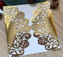 50pcs Metallic Gold Laser Cut Wedding Cards,Invitations,Quinceanera Boda invitations - Kdecoration