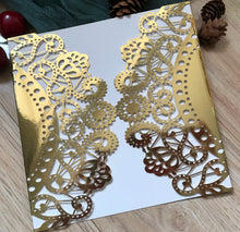 50pcs Metallic Gold Laser Cut Wedding Cards,Invitations,Quinceanera Boda invitations - Kdecoration