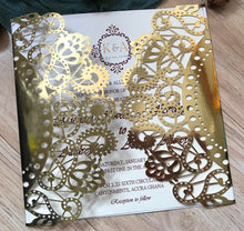 50pcs Metallic Gold Laser Cut Wedding Cards,Invitations,Quinceanera Boda invitations - Kdecoration