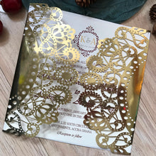 50pcs Metallic Gold Laser Cut Wedding Cards,Invitations,Quinceanera Boda invitations - Kdecoration