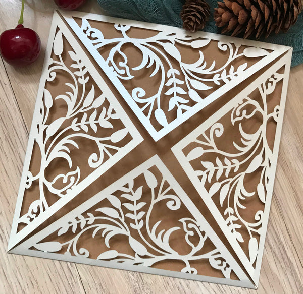 50pcs pearl cream Laset cut invitations,Wedding Invite Covers,engagement invite covers - Kdecoration