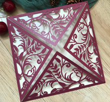 50pcs Pearl Burgundy Red Laser Cut Invitations Card,Wedding Invitations,Birthday Invitations - Kdecoration