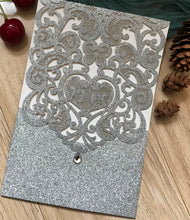 50pcs Glitter Silver Pocket Invitations,Laser cut invite cards,Birthday, Quinceanera Invitations - Kdecoration