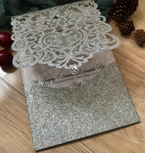 50pcs Glitter Silver Pocket Invitations,Laser cut invite cards,Birthday, Quinceanera Invitations - Kdecoration