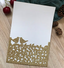 50pcs Glitter Gold Love Bird Laser Cut Wedding Invitations,Menu Cards,Birthday Invite - Kdecoration