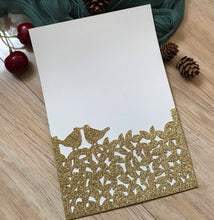 50pcs Glitter Gold Love Bird Laser Cut Wedding Invitations,Menu Cards,Birthday Invite - Kdecoration