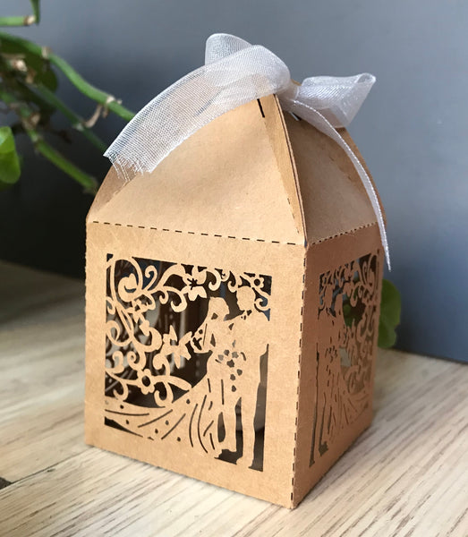 100pcs Kraft Paper Brown Laser Cut Wedding Favor Boxes,small Gift Packaging Boxes - Kdecoration