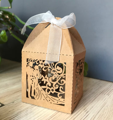 100pcs Kraft Paper Brown Laser Cut Wedding Favor Boxes,small Gift Packaging Boxes - Kdecoration