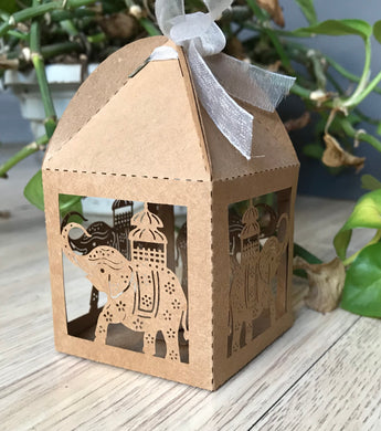 100pcs Kraft Paper Brown Elephant  2''*2''*3.3'',Laser cut Small Bakery Gift Boxes,Cookie Packaging Box,Candy Gift Packaging Boxes - Kdecoration