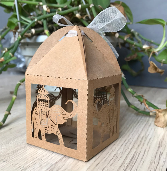 100pcs Kraft Paper Brown Elephant  2''*2''*3.3'',Laser cut Small Bakery Gift Boxes,Cookie Packaging Box,Candy Gift Packaging Boxes - Kdecoration