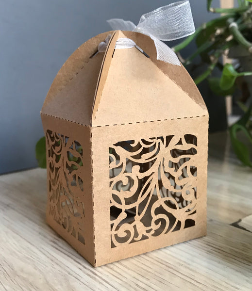 100pcs Kraft Paper Brown Laser Cut wedding Favor Boxes,Wedding Gift Boxes,Candy Packaging Boxes,Table Decoration,Wedding Favour Boxes - Kdecoration