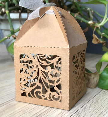 100pcs Kraft Paper Brown Laser Cut wedding Favor Boxes,Wedding Gift Boxes,Candy Packaging Boxes,Table Decoration,Wedding Favour Boxes - Kdecoration