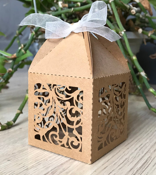 100pcs Kraft Paper Brown Laser Cut wedding Favor Boxes,Wedding Gift Boxes,Candy Packaging Boxes,Table Decoration,Wedding Favour Boxes - Kdecoration