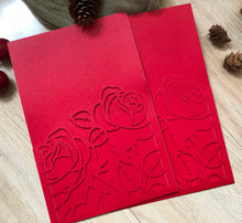 50pcs Rose Red Pocket laser cut invitation cards,custom Laser Cut wedding invite cards,Pocket laser cut Invitations Cards,bridal shower invitation cards - Kdecoration