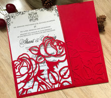 50pcs Rose Red Pocket laser cut invitation cards,custom Laser Cut wedding invite cards,Pocket laser cut Invitations Cards,bridal shower invitation cards - Kdecoration