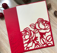 50pcs Rose Red Pocket laser cut invitation cards,custom Laser Cut wedding invite cards,Pocket laser cut Invitations Cards,bridal shower invitation cards - Kdecoration