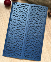 50pcs Pearl Navy Blue leaf Laser cut invitations cards,custom Laser Cut Wedding Cards - Kdecoration