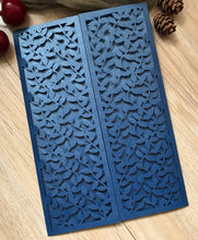 50pcs Pearl Navy Blue leaf Laser cut invitations cards,custom Laser Cut Wedding Cards - Kdecoration