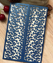 50pcs Pearl Navy Blue leaf Laser cut invitations cards,custom Laser Cut Wedding Cards - Kdecoration