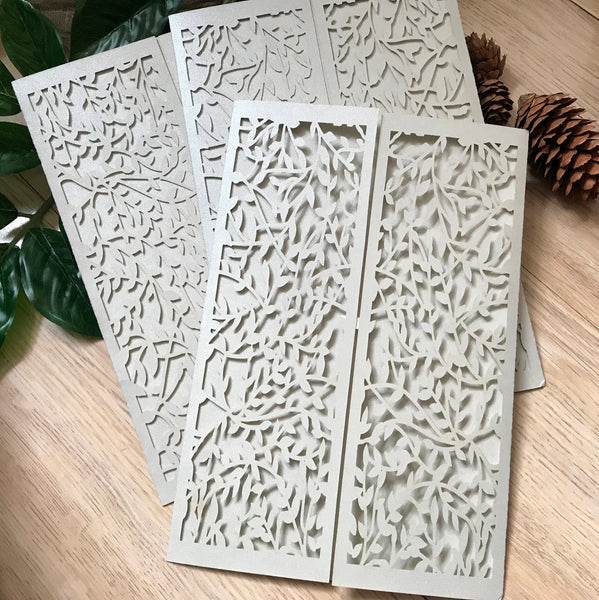 50pcs Pearl Light Silver Laser cut invitations card,Anniversary Invitations,Quinceanera Invitations - Kdecoration