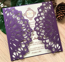 50pcs Pearl purple Laser Cut Invitations Cards,Baby Shower Party Invitations,Quinceanera invitations - Kdecoration