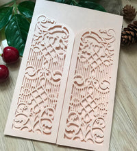 50pcs Pearl incarnadine laser cut wedding invitations,laser cut wedding invite cards - Kdecoration