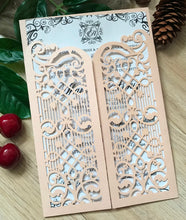 50pcs Pearl incarnadine laser cut wedding invitations,laser cut wedding invite cards - Kdecoration