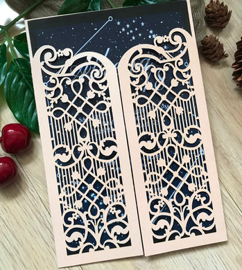 50pcs Pearl incarnadine laser cut wedding invitations,laser cut wedding invite cards - Kdecoration