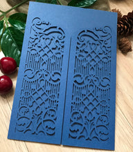 50pcs Pearl Navy Blue Laser Cut Wedding Invitations,Menu Cards,Laser Cut Invitations Covers - Kdecoration