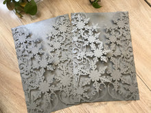 50pcs Pearl Silver snowflake Laser cut wedding Invitations,custom Bridal Shower Invitation - Kdecoration