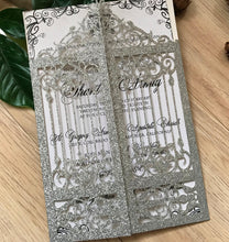 50pcs Glitter Silver graduation Invitations,Laser Cut Wedding Cards,Bridal Shower Invitations - Kdecoration