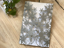 50pcs Pearl Silver snowflake Laser cut wedding Invitations,custom Bridal Shower Invitation - Kdecoration