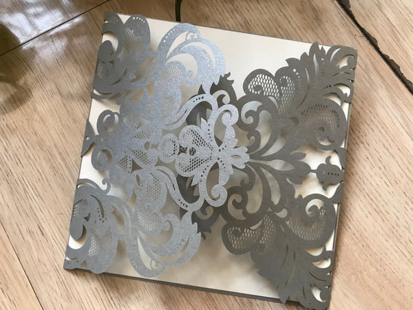 50pcs Pearl Silver rustic wedding invitations,Bridal Shower Invitation,birthday invitations - Kdecoration