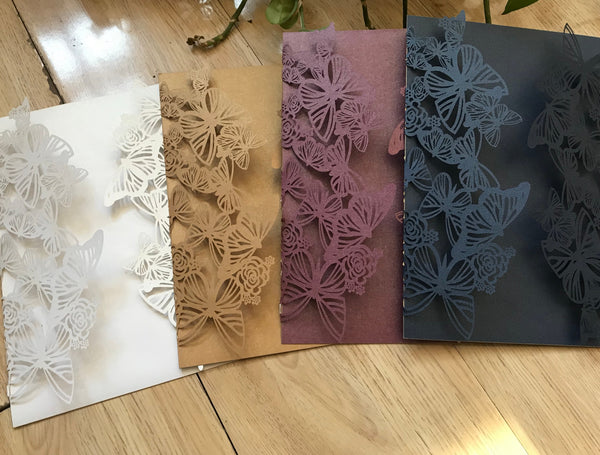 50pcs custom Pearl white Butterfly laser cut Wedding Invitations cards,baby shower invitation cards,laser cut invite cards,baptism invitation cards,birthday invitations cards - Kdecoration