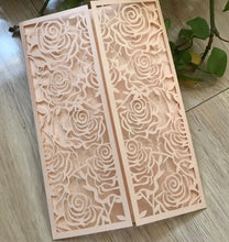 50pcs Pearl Incarnadine Rose baby shower laser cut Invitations,custom Laser cut wedding invitation - Kdecoration