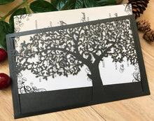 50pcs Pearl Black Tree birthday invitations,Pocket Laser cut wedding cards,Pocket Invitation Cards - Kdecoration