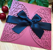 50pcs Pearl Burgundy Red Laser Cut Invitation Sleeves,Wedding Cards Sleeves,Laser Cut Invite Covers - Kdecoration