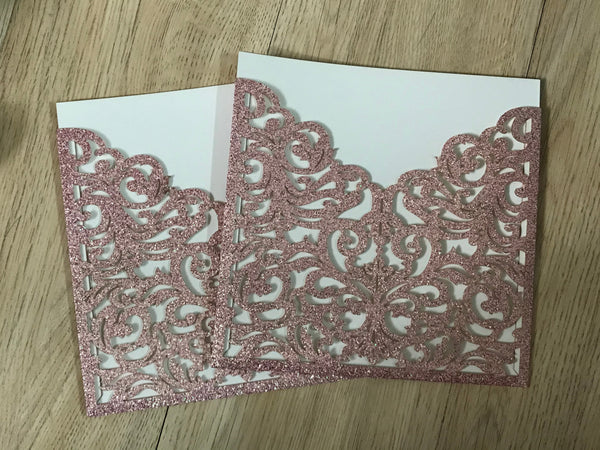 50pcs Glitter Paper Pocket Wedding Invitation,wedding shower invitations,cut out wedding invitations - Kdecoration