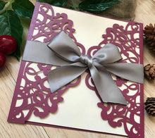 50pcs Pearl Burgundy Red Wedding DIY Invitation Laser Cut Invite Cards,DIY Baby Shower Invitation - Kdecoration