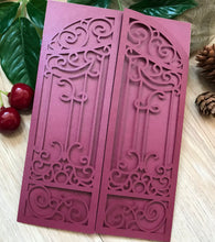 50pcs Pearl Burgundy Red Gate Laser Cut Wedding Invitations,Laser Cut Wedding Invite - Kdecoration