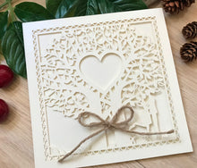 50pcs Pearl Cream Laser Cut Wedding Cards with hemp rope,Wedding Invite Covers,Laser Cut Invitations Cards - Kdecoration