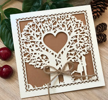 50pcs Pearl Cream Laser Cut Wedding Cards with hemp rope,Wedding Invite Covers,Laser Cut Invitations Cards - Kdecoration